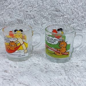 Vtg 1978 GARFIELD UFS Clear Glass Coffee Mug Glass